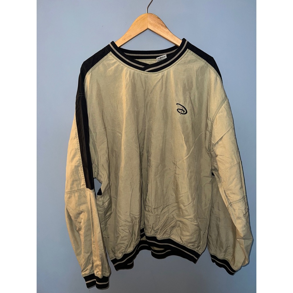 Vintage Foursome Disney Golf Windbreaker Tan Black Nylon Pullover XL